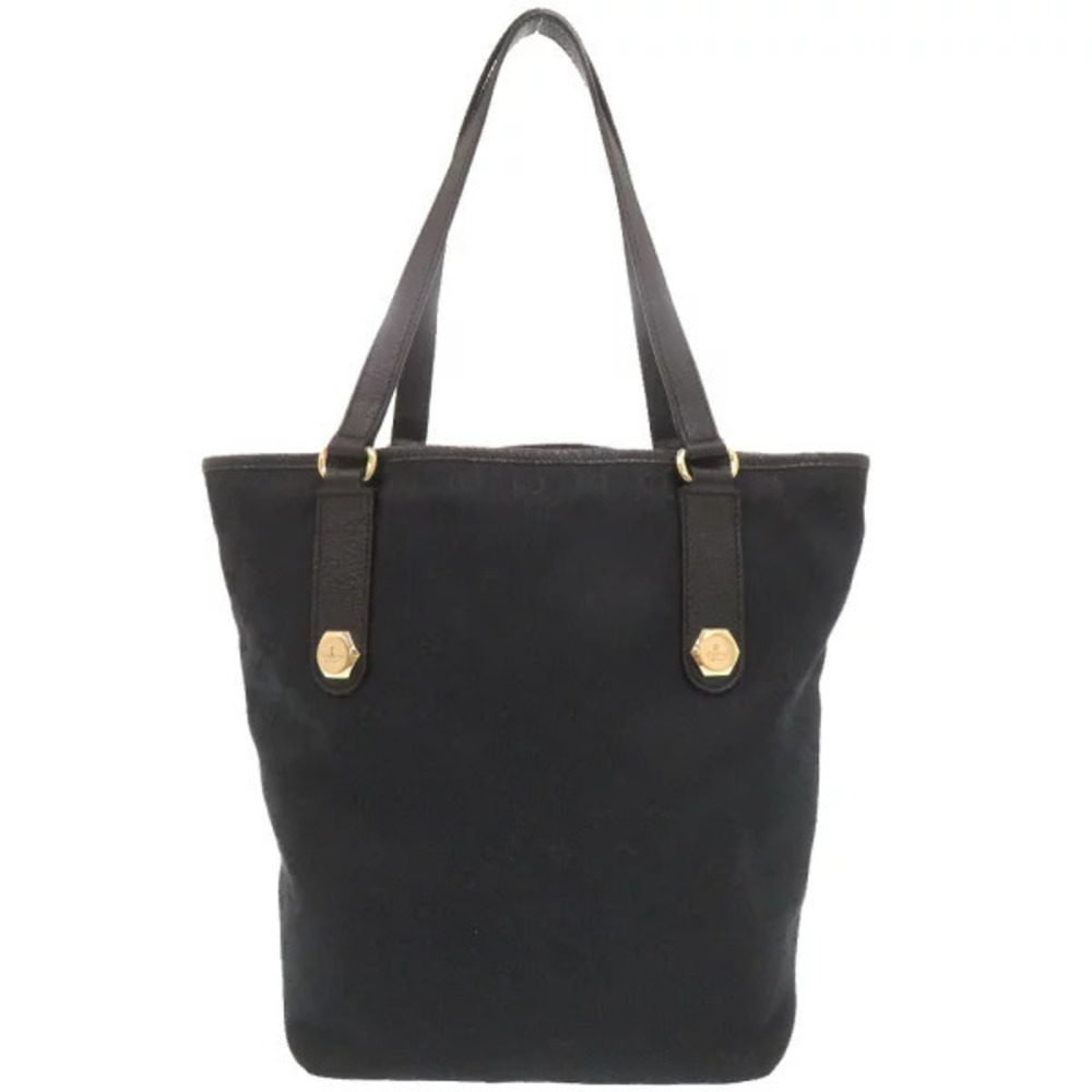 Gucci GG Canvas Leather Black Tote Bag